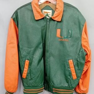 Vintage Authentic 90's Miami Hurricanes Leather Varsity Jacket Size XL Heavywear